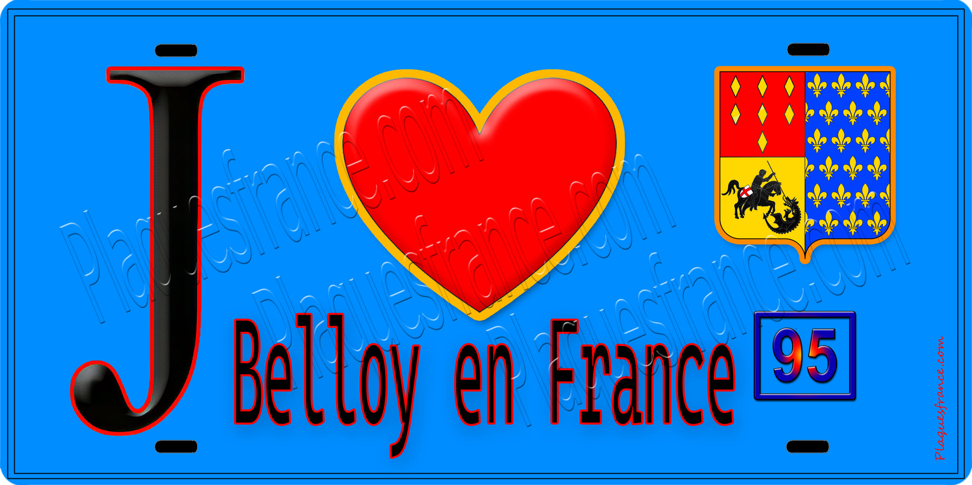 Plaque métal décorative  J' ❤️Belloy-en-France, Val d'Oise (95) - Plaquesfrance.com