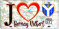 Plaque métal décorative  J' ❤️Bernay-Vilbert, Seine et Mrne (77) fond carte