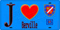 Plaque métal décorative  J' ❤️Berville, Val d'Oise (95) fond bleu