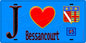 Plaque métal décorative  J' ❤️Bessancourt, Val d'Oise (95) fond bleu