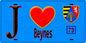 Plaque métal décorative  J' ❤️ Beynes, Yvelines (78) fond bleu