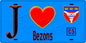 Plaque métal décorative  J' ❤️Bezons, Val d'Oise (95) fond bleu