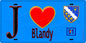 Plaque métal décorative  J' ❤️Blandy, Essonne (91) fond bleu