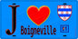 Plaque métal décorative  J' ❤️Boigneville, Essonne (91) fond bleu