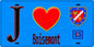 Plaque métal décorative  J' ❤️Boisemont, Val d'Oise (95) fond bleu