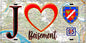 Plaque métal décorative  J' ❤️Boisemont, Val d'Oise (95) fond carte
