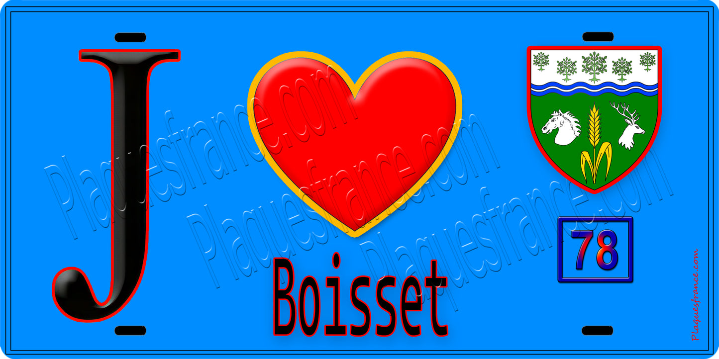 Plaque métal décorative  J' ❤️ Boissets, Yvelines (78)