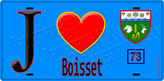 Plaque métal décorative  J' ❤️ Boissets, Yvelines (78)