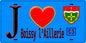 Plaque métal décorative  J' ❤️Boissy-l'Aillerie, Val d'Oise (95) fond bleu