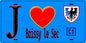 Plaque métal décorative  J' ❤️Boissy-le-Sec, Essonne (91) fond bleu