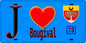 Plaque métal décorative  J' ❤️ Bougival, Yvelines (78) fond bleu