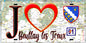 Plaque métal décorative  J' ❤️Boullay-les-Troux, Essonne (91) fond carte