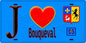 Plaque métal décorative  J' ❤️Bouqueval, Val d'Oise (95) fond bleu