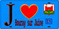Plaque métal décorative  J' ❤️Bouray-sur-Juine, Essonne (91) fond bleu