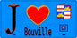 Plaque métal décorative  J' ❤️Bouville, Essonne (91) fond bleu
