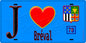 Plaque métal décorative  J' ❤️  Bréval, Yvelines (78) fond bleu