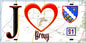 Plaque métal décorative  J' ❤️Brouy, Essonne (91) fond carte