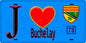 Plaque métal décorative  J' ❤️ Buchelay, Yvelines (78) fond bleu