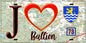 Plaque métal décorative  J' ❤️ Bullion, Yvelines (78) fond carte