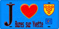 Plaque métal décorative  J' ❤️Bures-sur-Yvette, Essonne (91) fond bleu