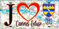 Plaque métal décorative  J' ❤️Cannes-Écluse, Seine et Marne (77) fond carte
