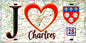 Plaque métal décorative  J' ❤️ Chartres, Eure et Loir (28) fond carte