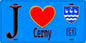 Plaque métal décorative  J' ❤️Cerny, Essonne (91) fond bleu