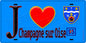 Plaque métal décorative  J' ❤️Champagne-sur-Oise, Val d'Oise (95) fond bleu