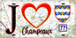 Plaque métal décorative  J' ❤️Champeaux, Seine et Marne (77) fond carte
