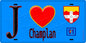 Plaque métal décorative  J' ❤️Champlan, Essonne (91) fond bleu