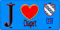 Plaque métal décorative  J' ❤️ Chapet, Yvelines (78) fond ble
