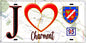 Plaque métal décorative  J' ❤️Charmont, Val d'Oise (95) fond carte