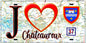 Plaque métal décorative  J' ❤️Châteauroux, Indre (36) fond carte