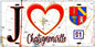 Plaque métal décorative  J' ❤️Chatignonville, Essonne (91) fond carte