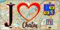 Plaque métal décorative  J' ❤️ Chatou, Yvelines (78) fond cate