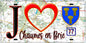 Plaque métal décorative  J' ❤️Chaumes-en-Brie, Seine et Marne (77) fond carte