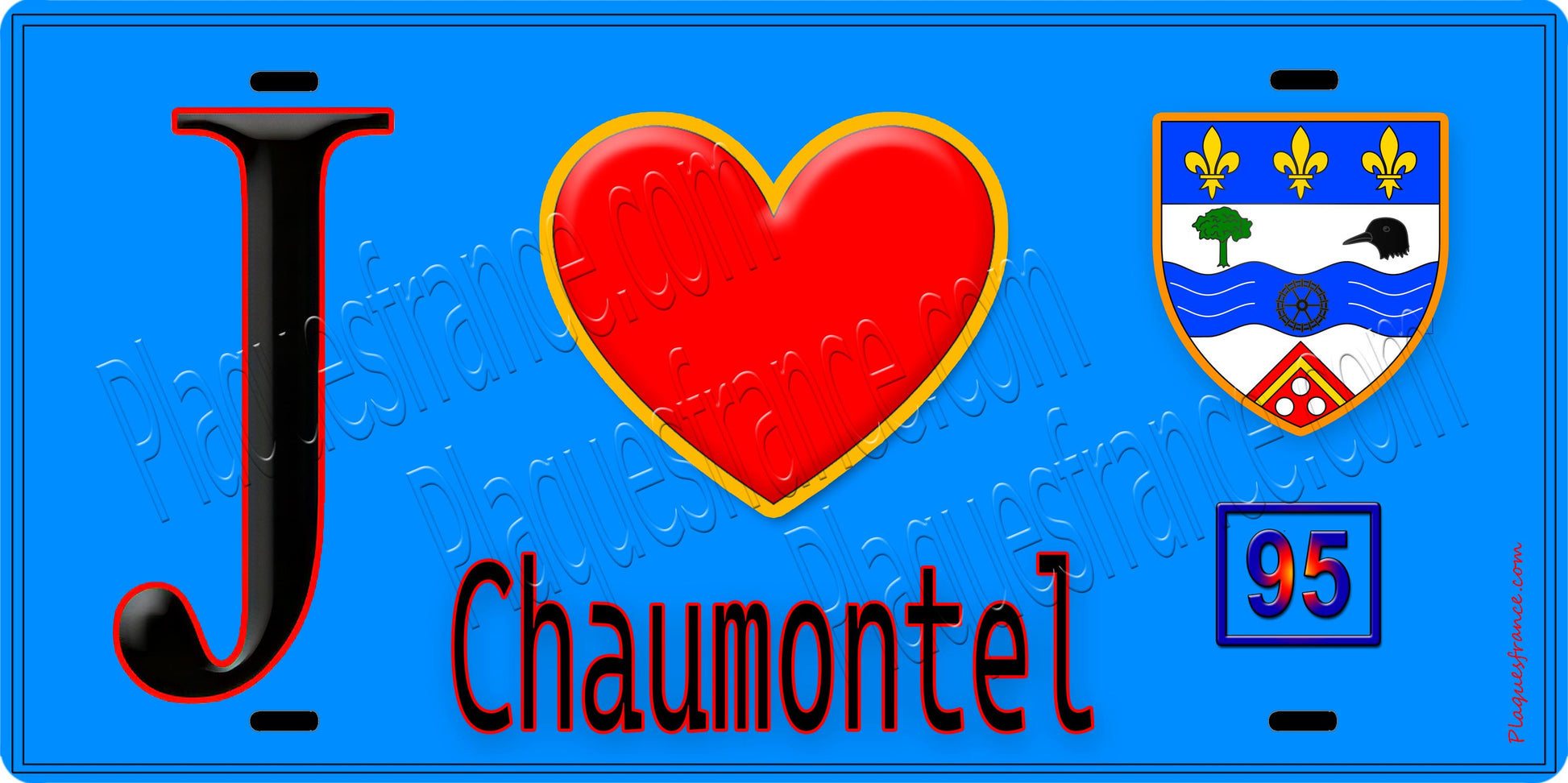 Plaque métal décorative  J' ❤️Chaumontel, Val d'Oise (95) - Plaquesfrance.com