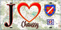 Plaque métal décorative  J' ❤️Chaussy, Val d'Oise (95) fond carte