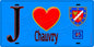 Plaque métal décorative  J' ❤️Chauvry, Val d'Oise (95) fond bleu