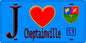 Plaque métal décorative  J' ❤️Cheptainville, Essonne (91) fond bleu