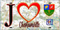 Plaque métal décorative  J' ❤️Cheptainville, Essonne (91) fond carte