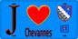 Plaque métal décorative  J' ❤️Chevannes, Essonne (91) fond bleu