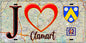 Plaque métal décorative  J' ❤️ Clamart, Hauts de Seine (92) fond carte
