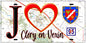 Plaque métal décorative  J' ❤️Cléry-en-Vexin, Val d'Oise (95) fond carte