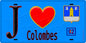 Plaque métal décorative  J' ❤️ Colombes, Hauts de Seine (92) fond bleu