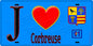 Plaque métal décorative  J' ❤️Corbreuse, Essonne (91) fond bleu
