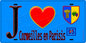 Plaque métal décorative  J' ❤️Cormeilles-en-Parisis, Val d'Oise (95) fond bleu