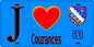 Plaque métal décorative  J' ❤️Courances, Essonne (91) fond bleu
