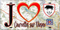 Plaque métal décorative  J' ❤️Courcelles-sur-Viosne, Val d'Oise (95) fond carte