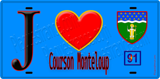 Plaque métal décorative  J' ❤️Courson-Monteloup, Essonne (91)
